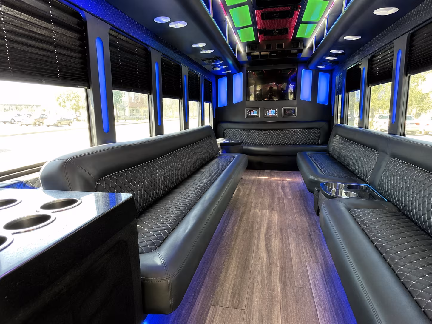 hamilton 15 passenger party bus inside