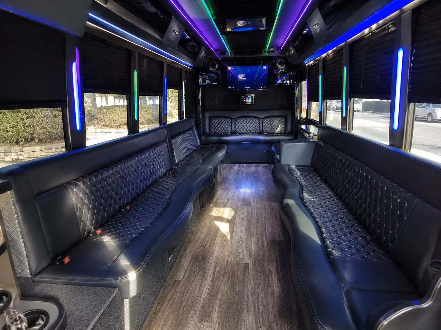 hamilton 15 passenger party bus interior