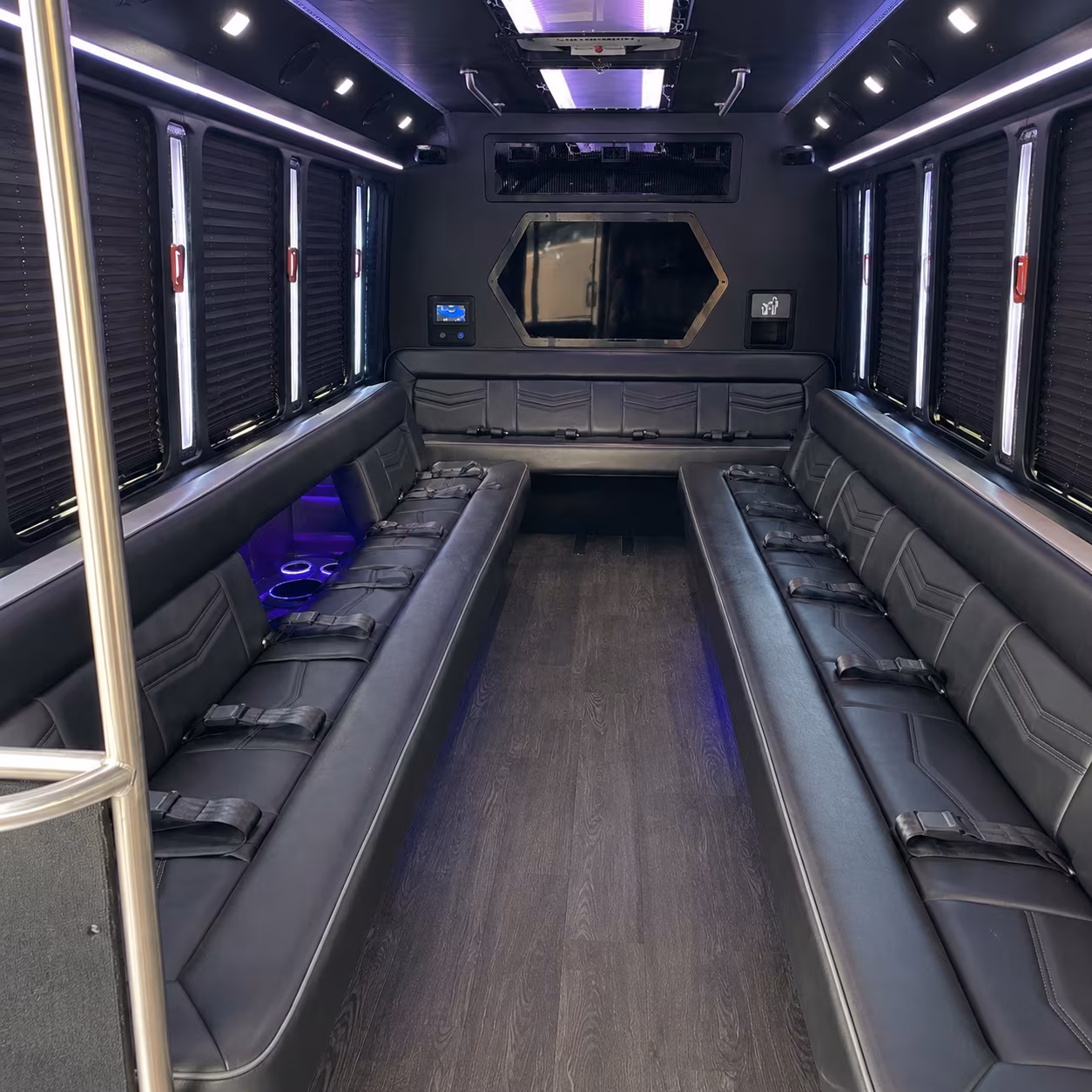 hamilton 18 passenger party bus interior