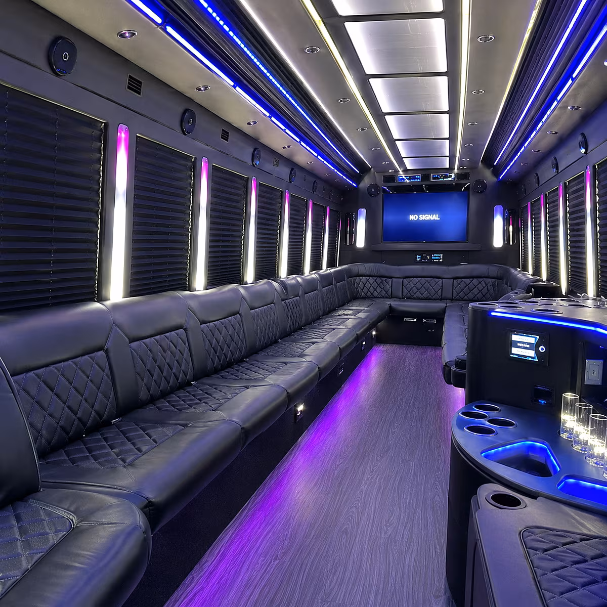 hamilton 30 passenger party bus inside